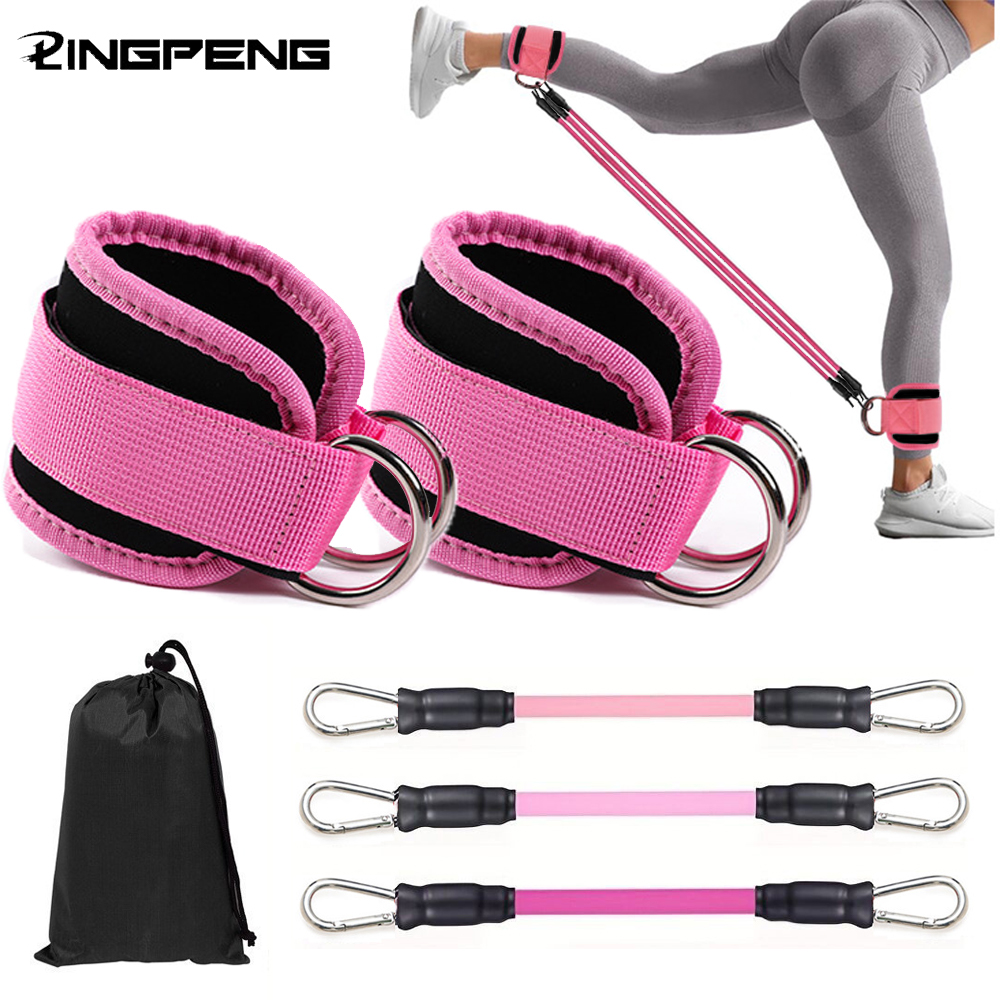 Home Gym Kit For Men - Ankle Straps Resistance Bands Set Fitness