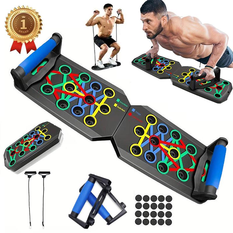 Home Gym Upper Body Workout - Upgraded Push Up Board 28 Holes