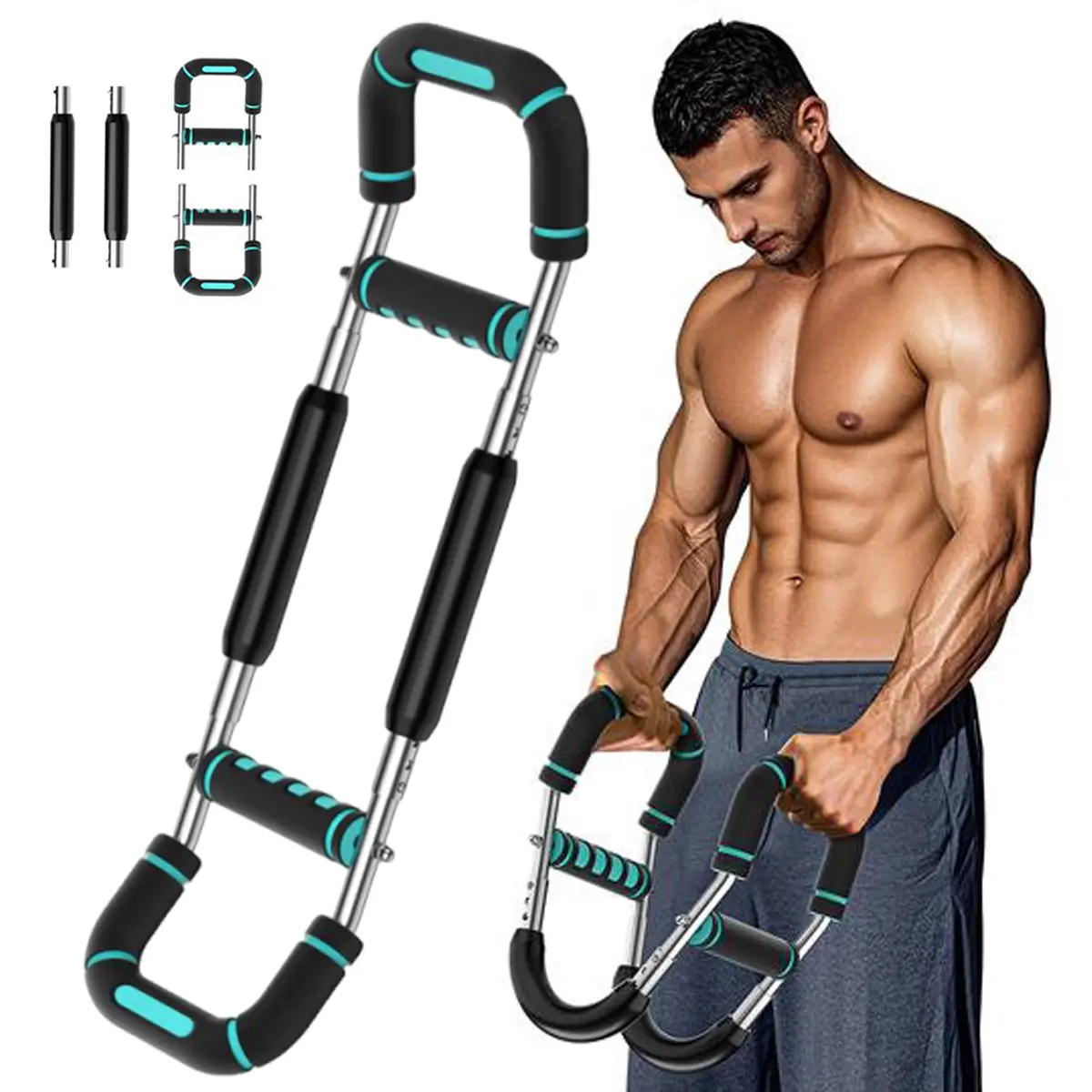 Home Gym Upper Body Workout - Adjustable Power Twister Bar Arm Trainer,