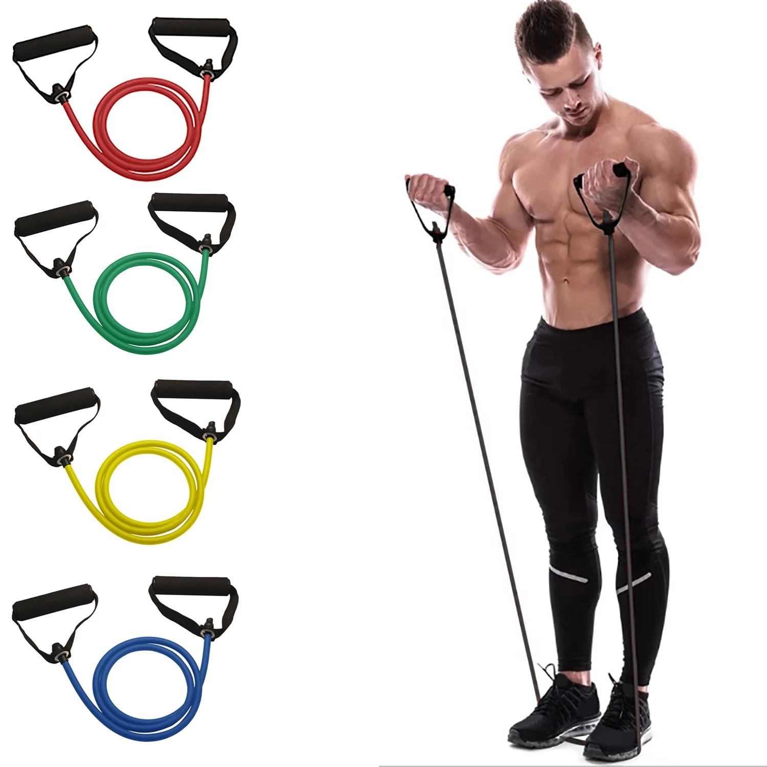 Home Gym Tools - Resistance Bands With Handles, Exercise Bands,