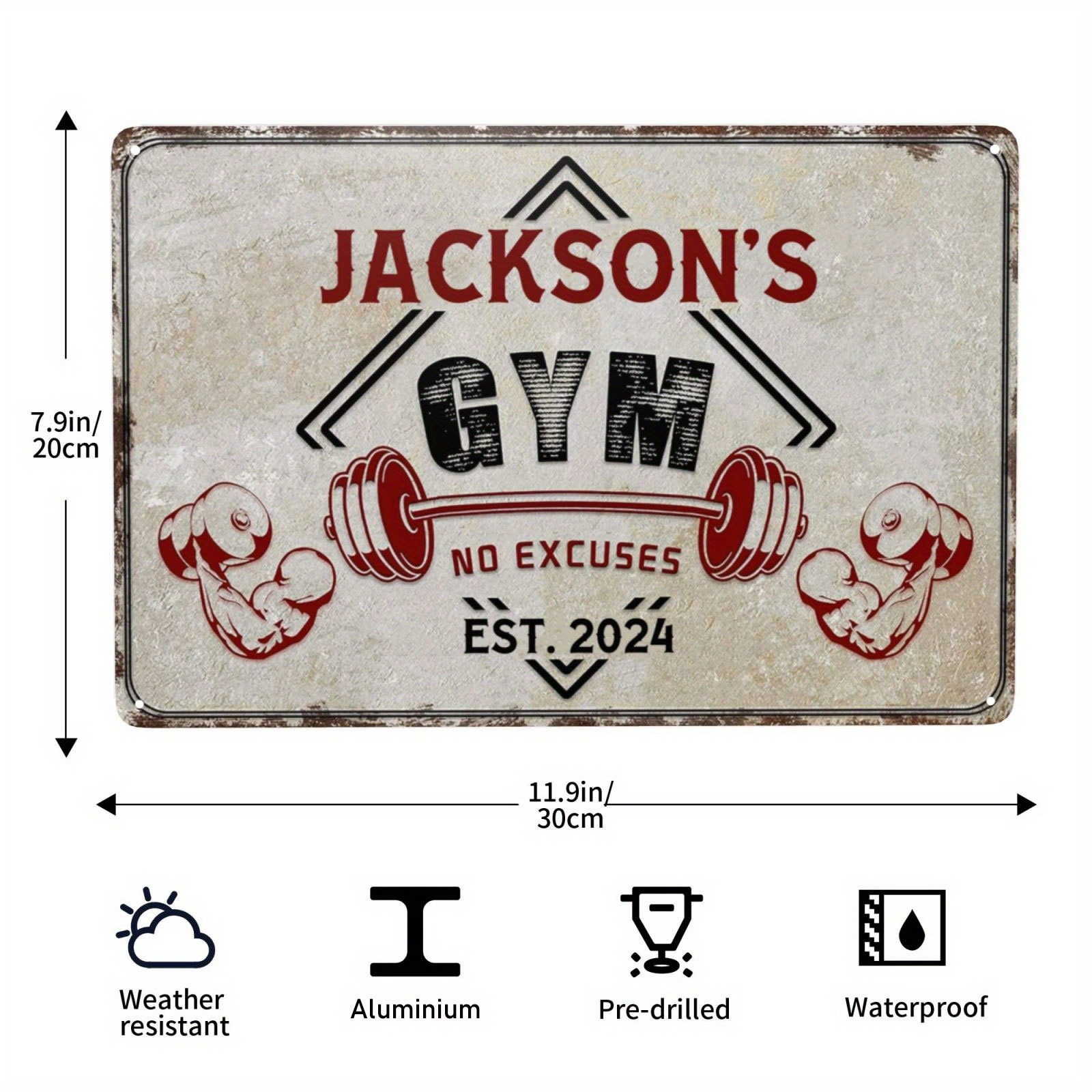 Home Gym Names - 1pc Custom Name Gym Plaque,Personalized Vintage