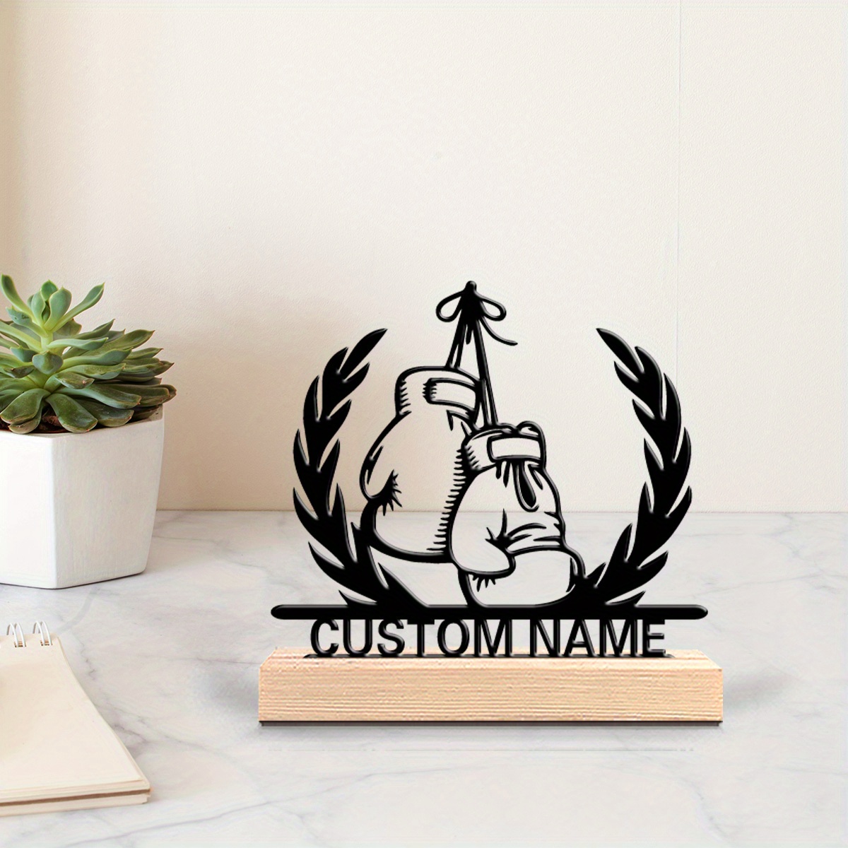 Home Gym Names - Personalized Boxer Metal Statue - Customizable