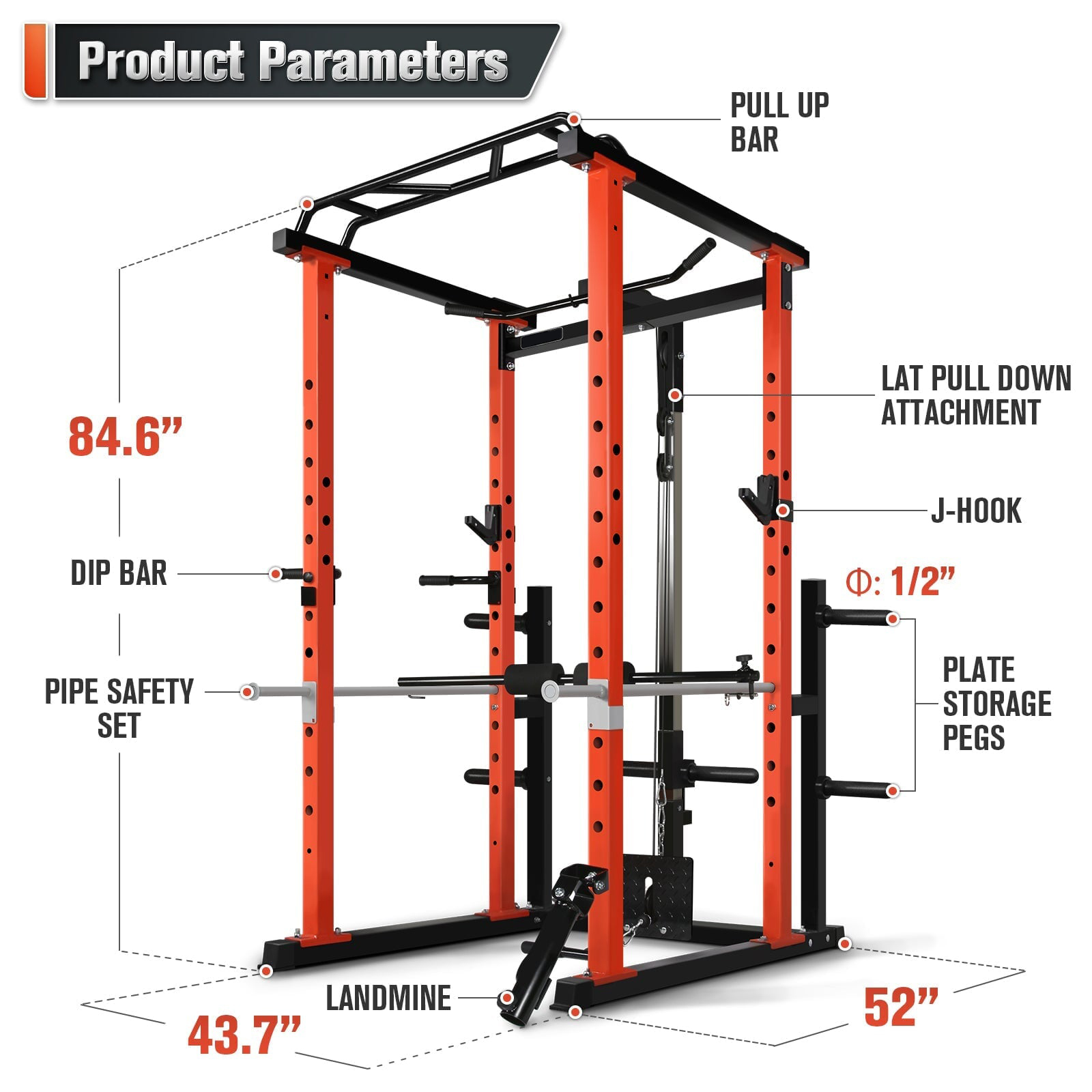 Home Gym Rack - Commercial Multi-function Power Cage Home Gym