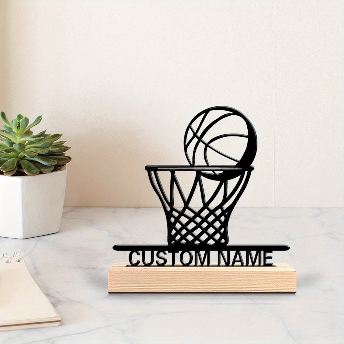 Home Gym Names - Personalized Basketball Hoop Metal Statue Wooden