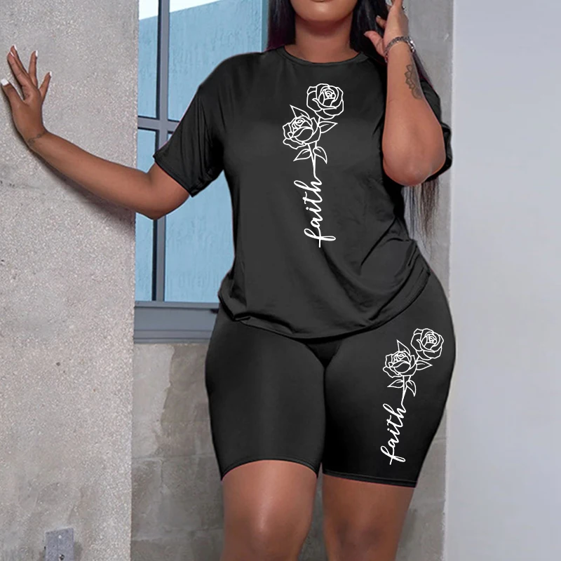 Home Gym Outfit - Faith Letter Printed Tracksuit for Women
