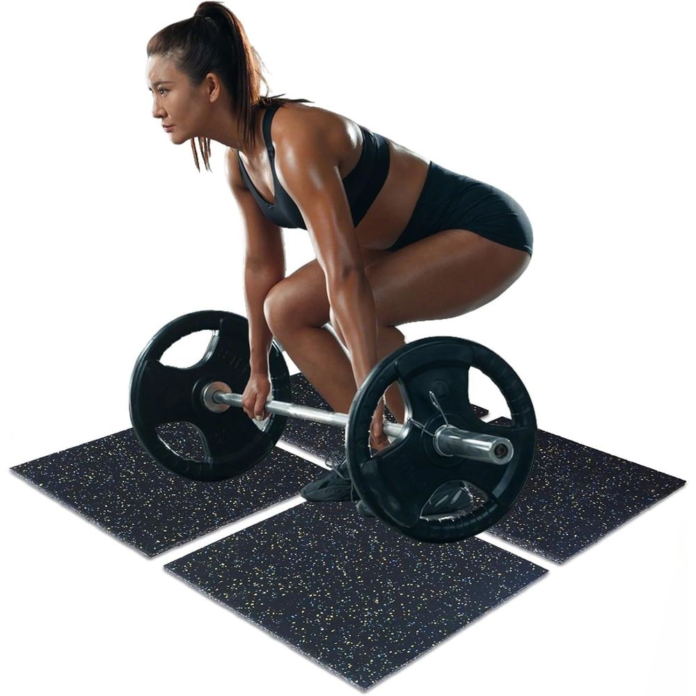 Home Gym Rubber Flooring - 40x40 Inch Interlocking Floor Tiles -