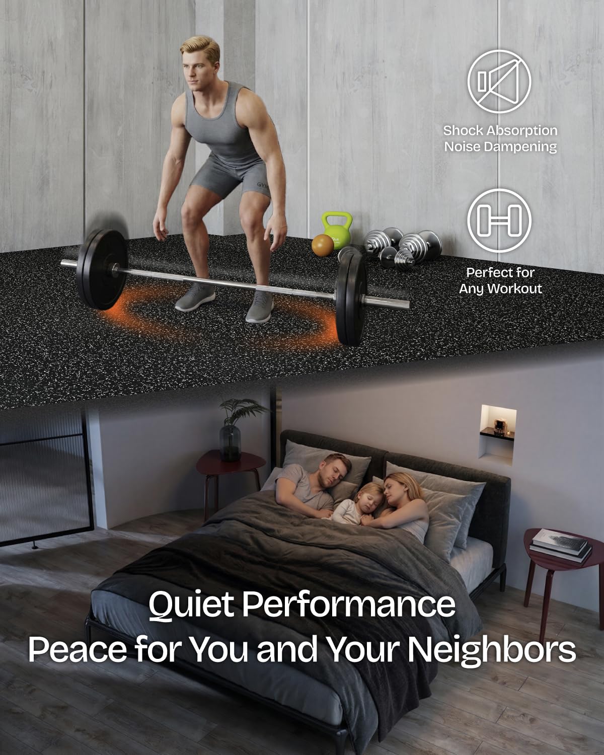 0.6in Thick 96 Sq.Ft Gym Floor - огляд і ціна Home Gym Rubber Flooring
