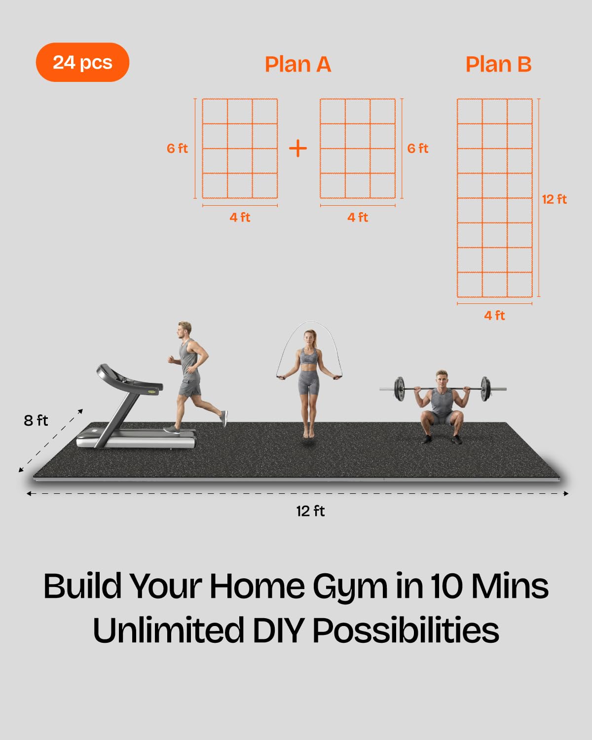0.6in Thick 96 Sq.Ft Gym Floor - огляд і ціна Home Gym Rubber Flooring