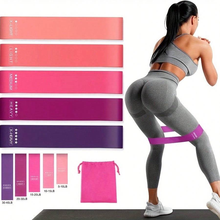 5 Pcs Pink Resistance Bands Se - огляд і ціна Home Gym Outfit
