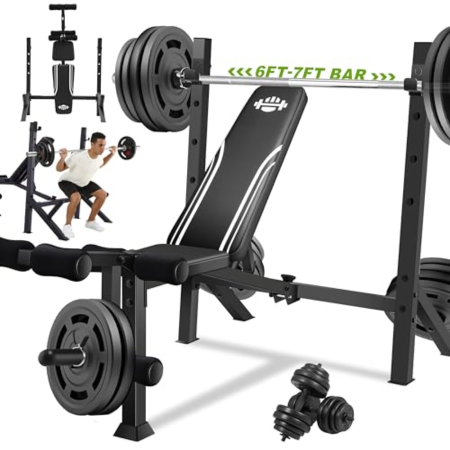 900LBS Weight Bench Set with S - огляд і ціна Home Gym With Leg Press