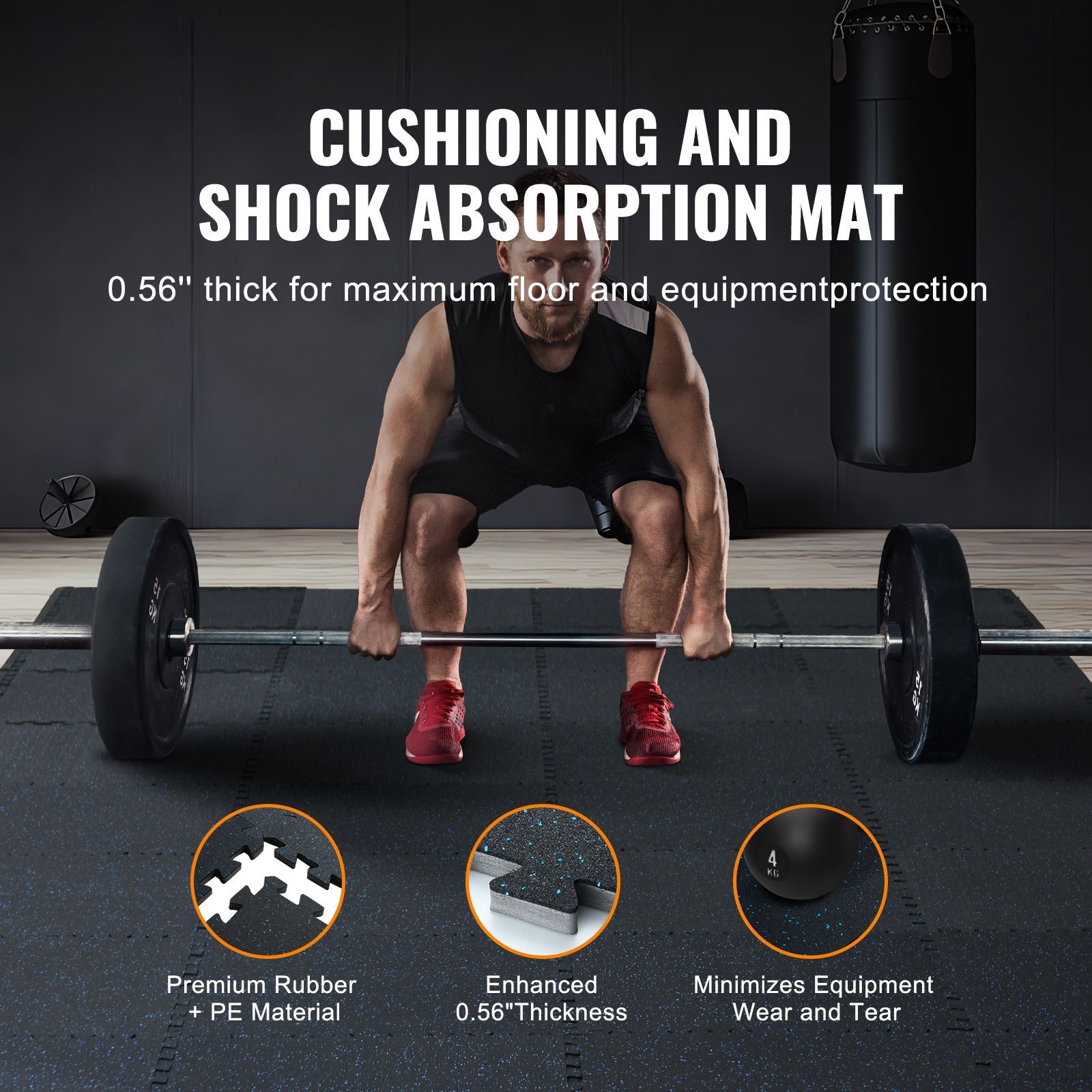 0.56 Inch Thick Gym Floor Mats - огляд і ціна Home Gym Rubber Flooring