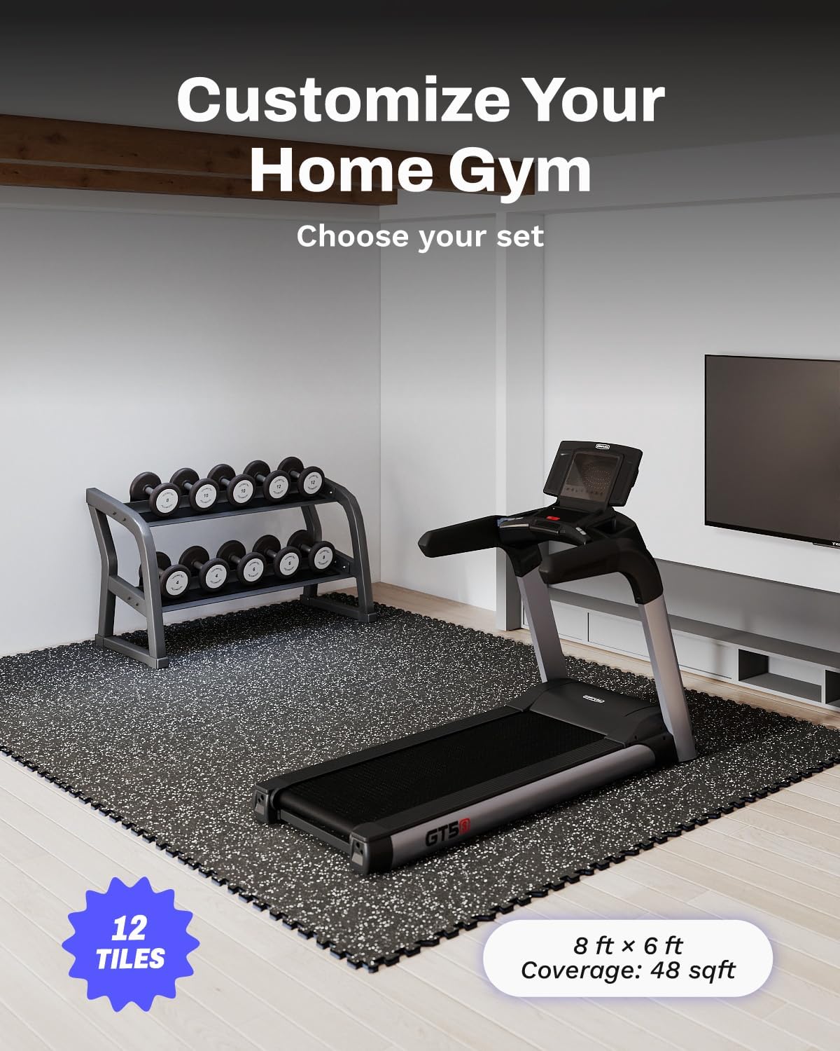 0.56in Thick 48 Sq Ft Exercise - огляд і ціна Home Gym Rubber Flooring